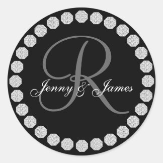 Diamond Monogram R Names Wedding Favor Labels