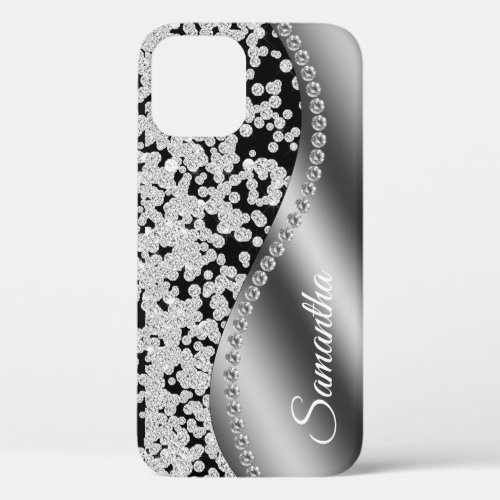 Diamond Monogram Silver Metal Bling Case_Mate iPho iPhone 12 Case