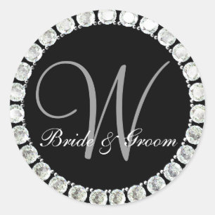 Diamond monogram W customizable Classic Round Sticker