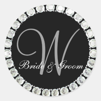 Diamond monogram W customizable Classic Round Sticker