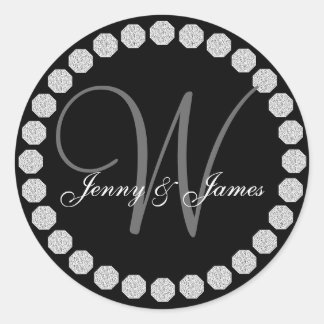 Diamond Monogram W Names Wedding Favor Labels