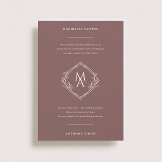 Diamond Monogram With Flowers Invitation