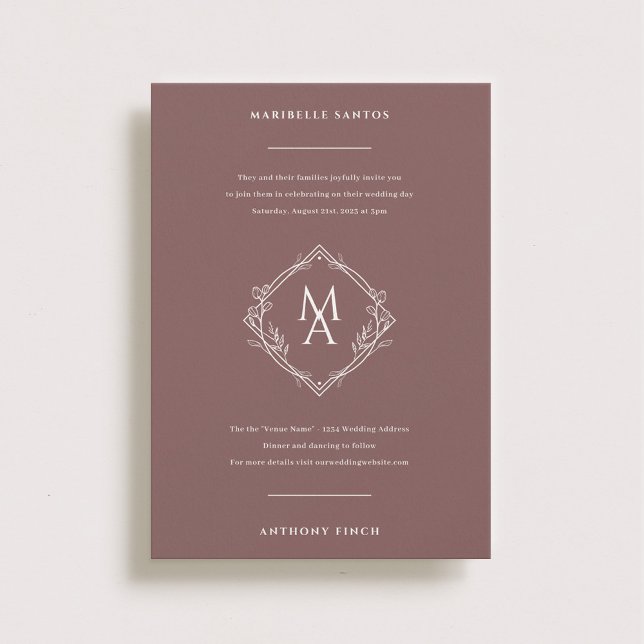 Diamond Monogram With Flowers Invitation (Creator Uploaded)