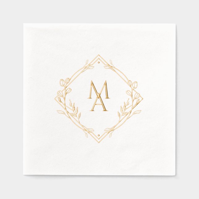 Diamond Monogram With Flowers Napkins (Front)