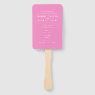 Diamond Monogram With Flowers Pink Wedding Program Hand Fan
