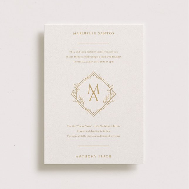 Diamond Monogram With Flowers Wedding Invitation (Creator Uploaded)