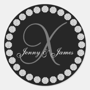 Diamond Monogram X Names Wedding Favor Labels