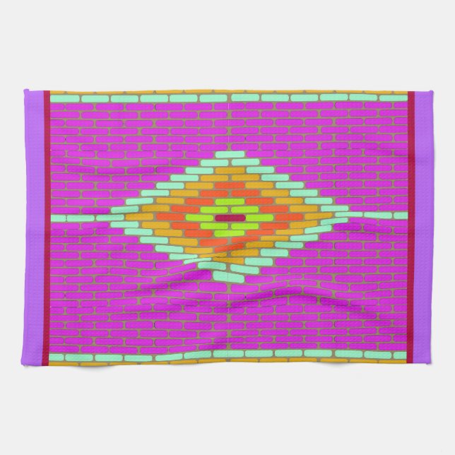 Diamond Mosaic tiles  bright color kitchen towel (Horizontal)