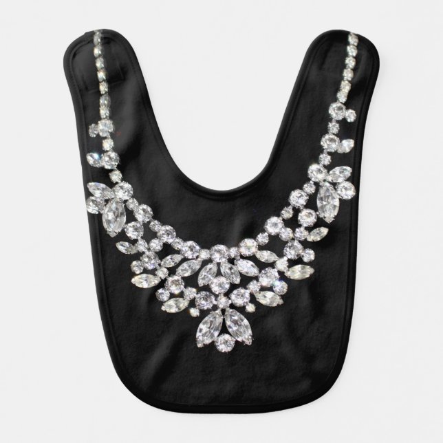 Diamond Necklace April Birthstone Baby Bib (Front)