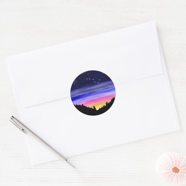 Diamond Night Classic Round Sticker (Envelope)