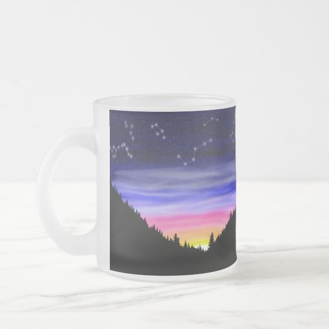 Diamond Night Frosted Glass Coffee Mug (Left)