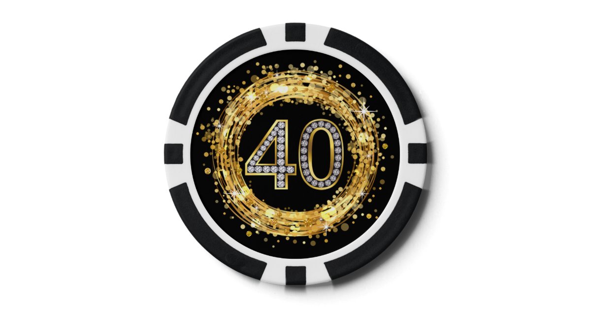 Diamond Number 40 Bling Confetti | gold Poker Chips | Zazzle