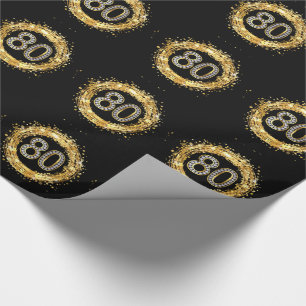 Diamond Number 80 Glitter Bling Confetti gold Wrapping Paper