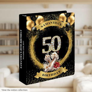 Diamond Numbers 50 Album Black Balloons High Heels 3 Ring Binder