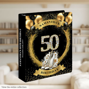 Diamond Numbers 50 Birthday Album Glitter Heels 3 Ring Binder