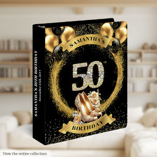 Diamond Numbers 50 Memory Album Gold High Heels 3 Ring Binder