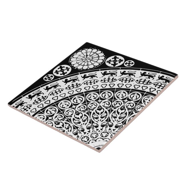 Diamond Orientation Black and White Intricate Ceramic Tile (Side)