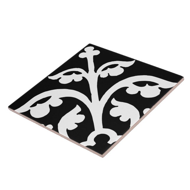 Diamond Orientation Stylish Abstract Black & White Ceramic Tile (Side)