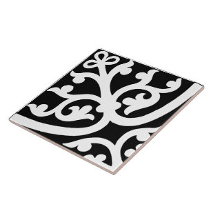 Diamond Oriented Stylish Abstract Black & White Ceramic Tile
