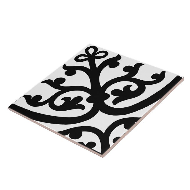 Diamond Oriented Stylish Abstract Black & White Ceramic Tile (Side)