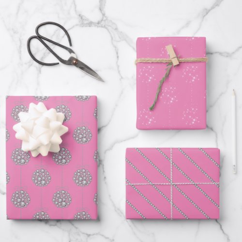 Diamond Ornaments_ Wrapping Paper Sheet Set of 3