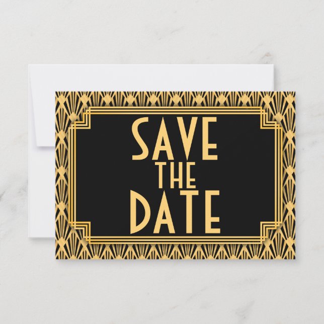 Diamond Pattern Art Deco Wedding Save the Date (Front)