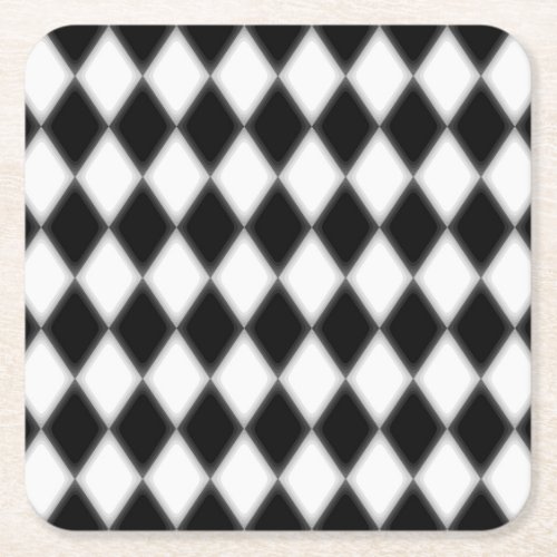 Diamond Pattern _ BW Square Paper Coaster