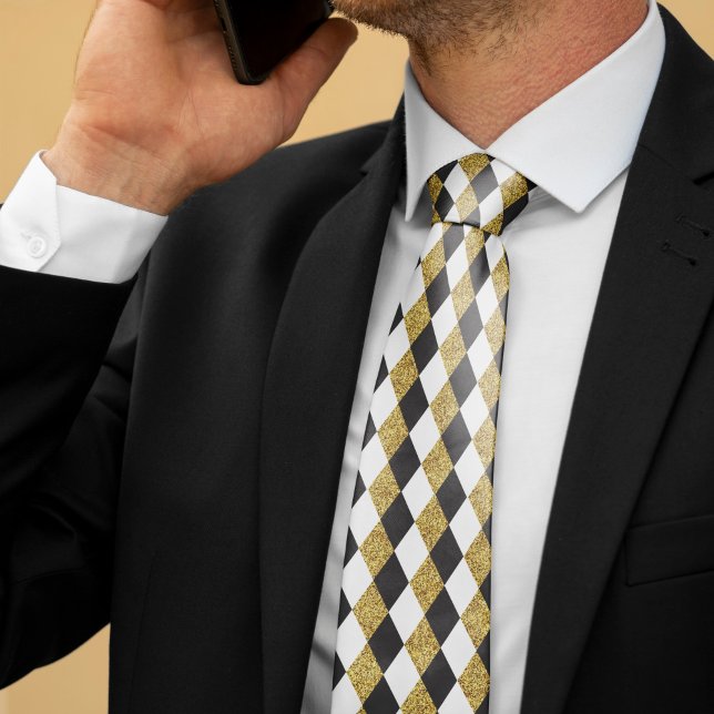 Diamond Pattern Background With A Gold Glitter Neck Tie (Creator Uploaded)