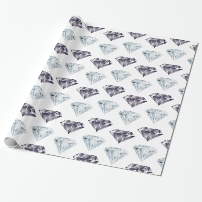 Diamond Pattern Bling Bling Luxury Expensive Gift  Wrapping Paper (Unrolled)