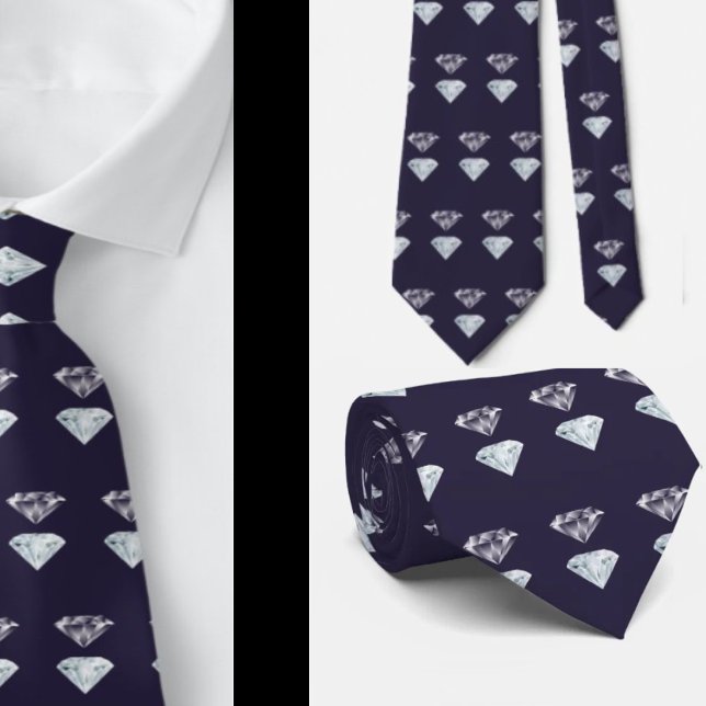 Diamond Pattern Bling Navy Blue Luxury Elegant Nec Neck Tie (Creator Uploaded)