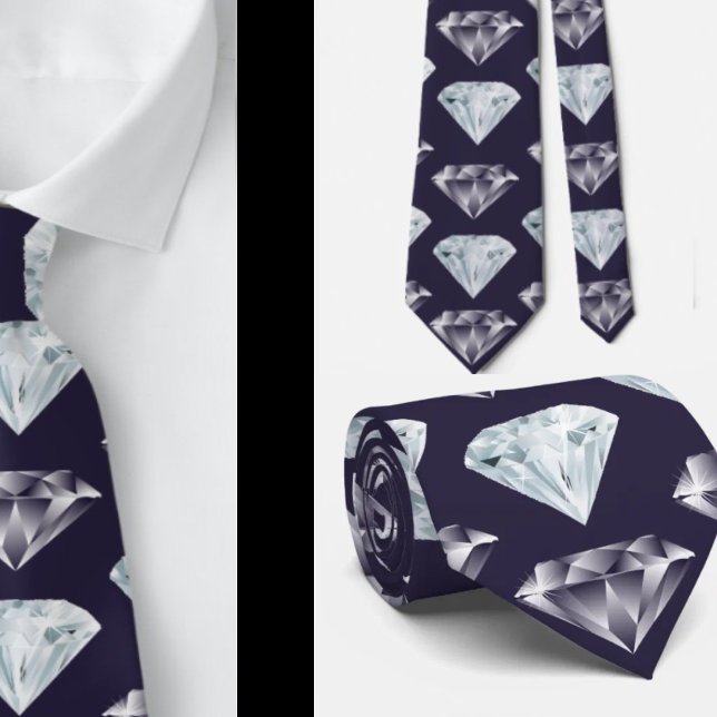 Diamond Pattern Bling Navy Blue Luxury Elegant Nec Neck Tie (Creator Uploaded)