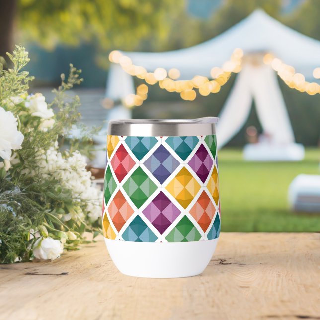 Diamond Pattern Coffee Mug Thermal Wine Tumbler (Wedding)