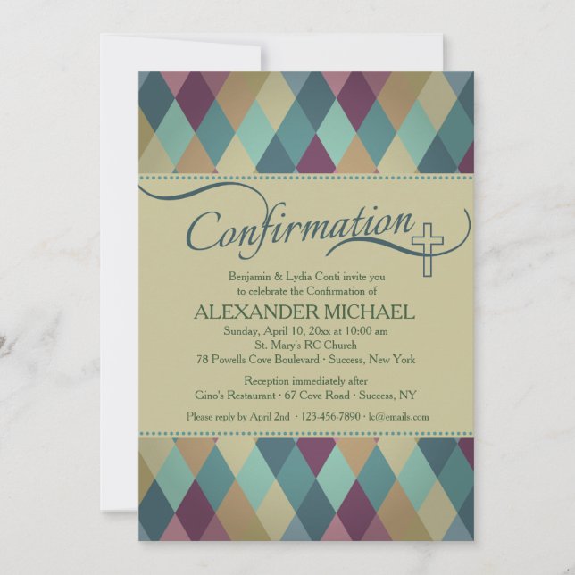 Diamond Pattern Confirmation Invitation (Front)