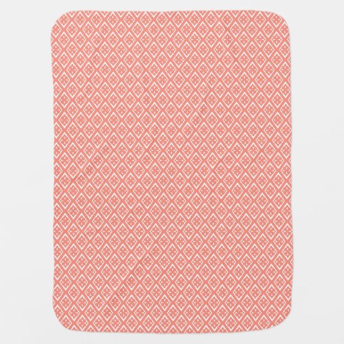 Diamond pattern _ coral pink and white swaddle blanket
