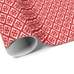 Diamond pattern - deep red and white wrapping paper