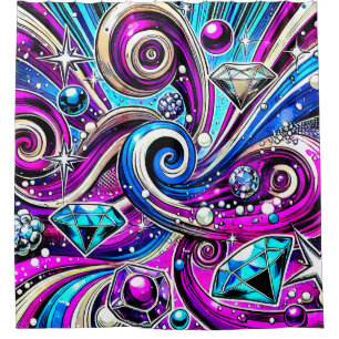 Diamond Pattern Electric Swirl Design Shower Curtain