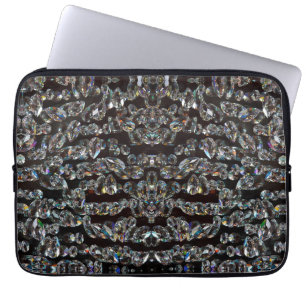 Diamond pattern elegant silver black rhinestone laptop sleeve