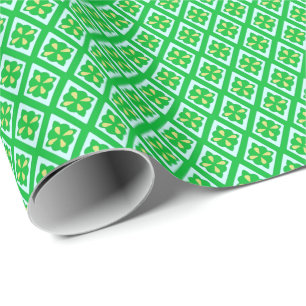 Diamond pattern - emerald green and aqua wrapping paper