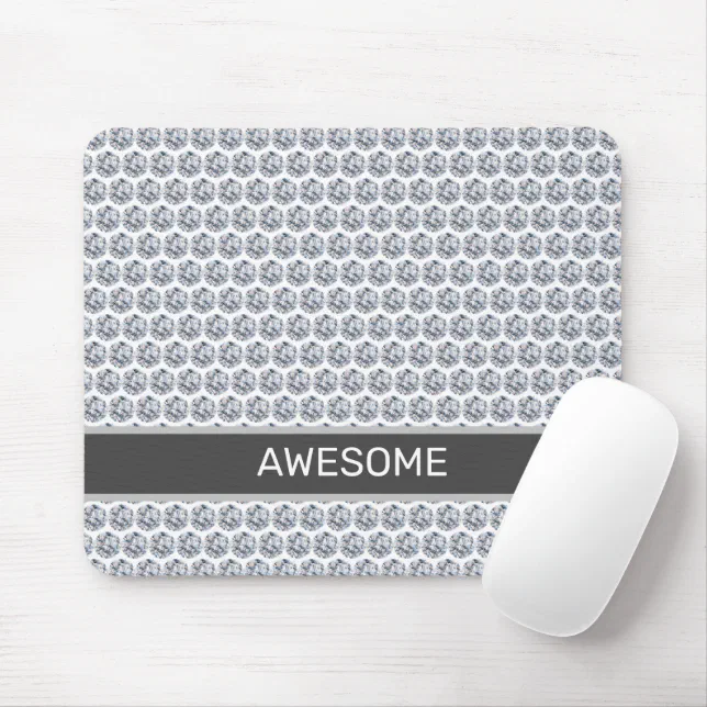 Diamond Pattern/Fractal Mosaic in Silver & White Mouse Pad | Zazzle