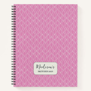 Diamond Pattern Fuchsia Pink Personalized Notebook