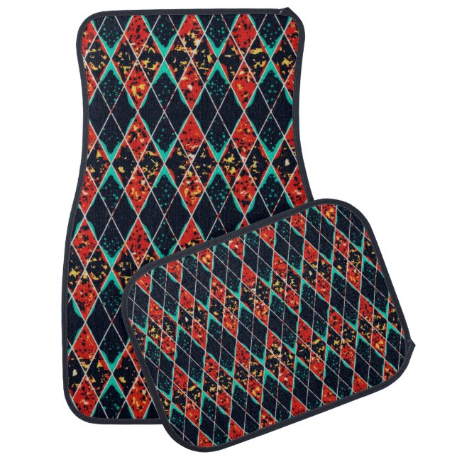 Diamond Pattern Geometric Pattern Car Floor Mat (Set)