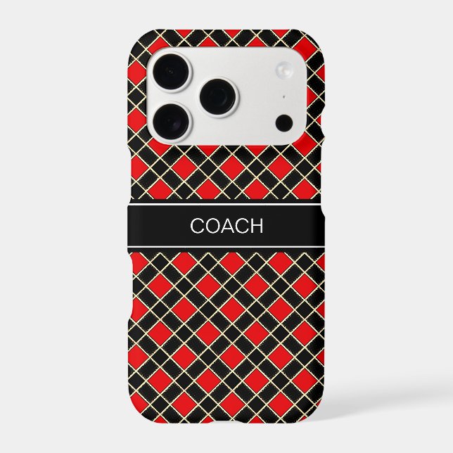 Diamond pattern in black and red iphone case (Back)
