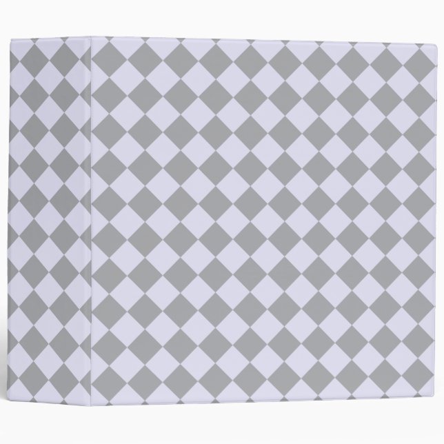 Diamond pattern in gray and lavender 3 ring binder (Front/Spine)
