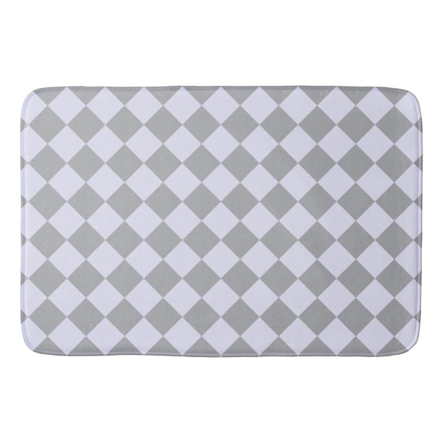 Diamond pattern in gray and lavender bath mat (Front)