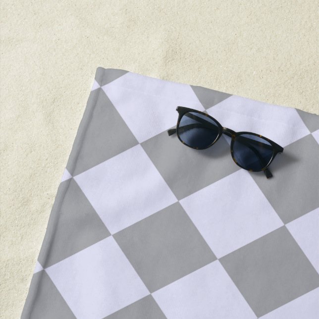 Diamond pattern in gray and lavender beach towel (In Situ)