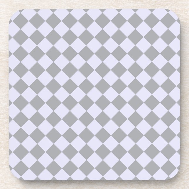 Diamond pattern in gray and lavender beverage coaster (Front)