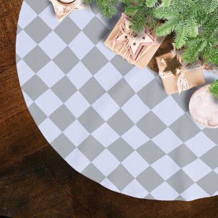Diamond pattern in gray and lavender brushed polyester tree skirt