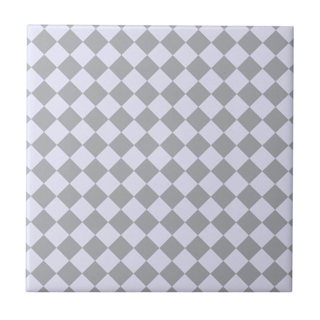 Diamond pattern in gray and lavender ceramic tile (Front)