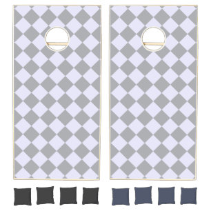Diamond pattern in gray and lavender cornhole set