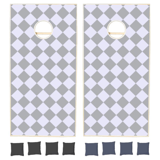 Diamond pattern in gray and lavender cornhole set (Set)